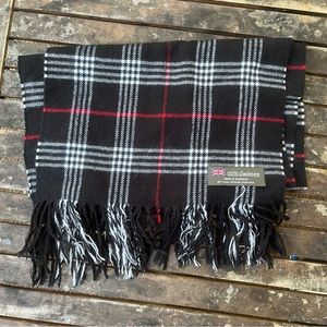 100% Cashmere Scottish Tartan Black Plaid Scarf